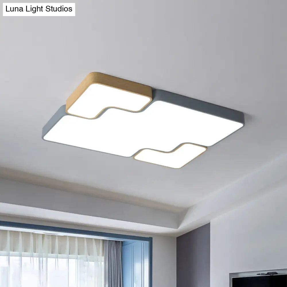 Contemporary Grey Square/Rectangle Flush Led Ceiling Lamp - Choice Of 18’/22’/35.5’ Acrylic