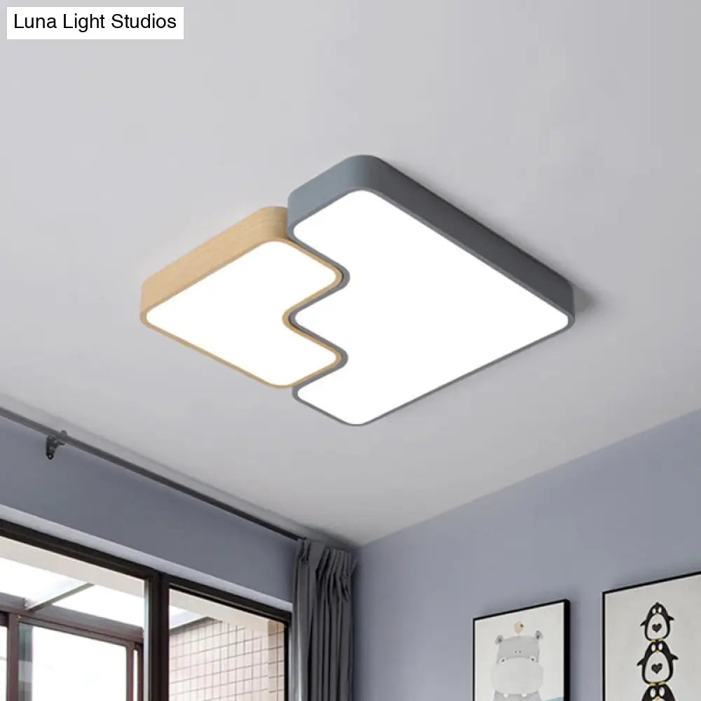 Contemporary Grey Square/Rectangle Flush Led Ceiling Lamp - Choice Of 18/22/35.5 Acrylic Wide