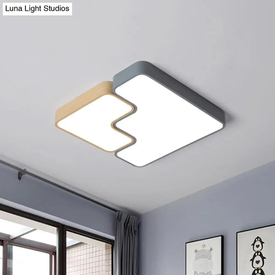 Contemporary Grey Square/Rectangle Flush Led Ceiling Lamp - Choice Of 18/22/35.5 Acrylic Wide