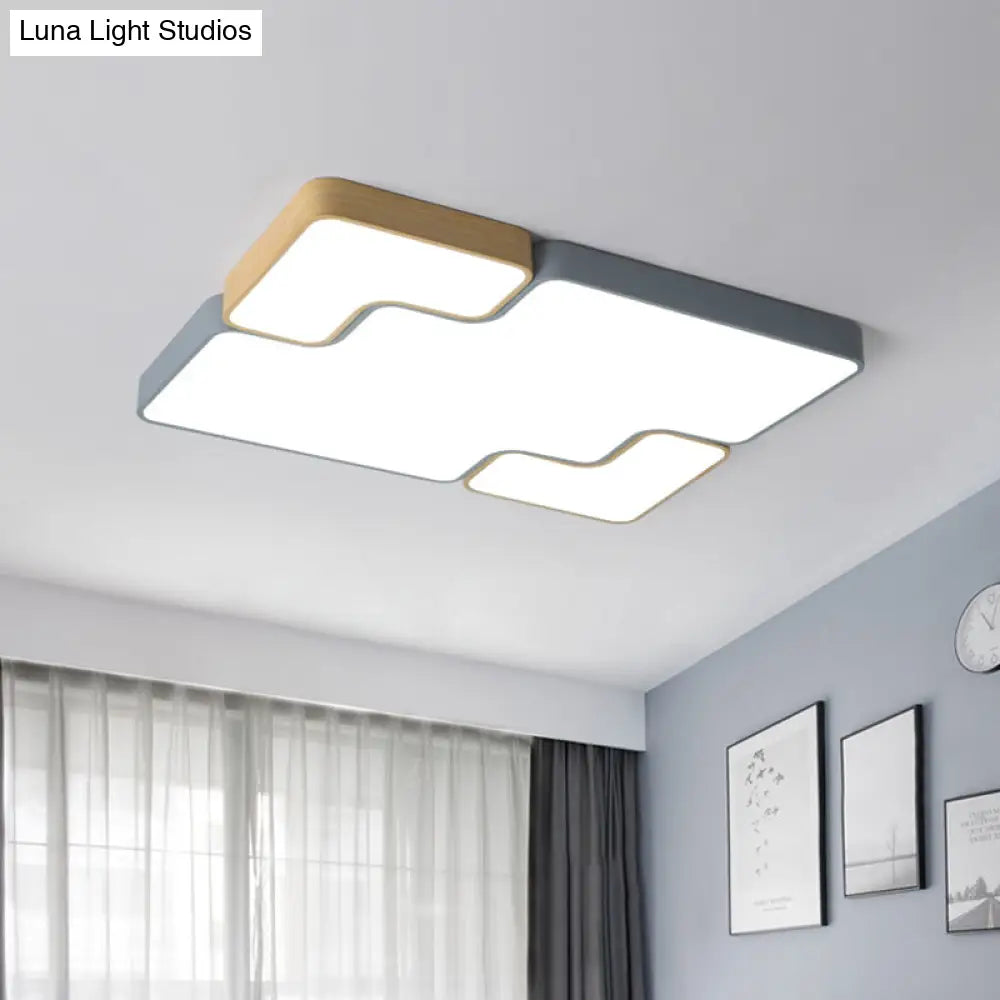 Contemporary Grey Square/Rectangle Flush Led Ceiling Lamp - Choice Of 18/22/35.5 Acrylic Wide