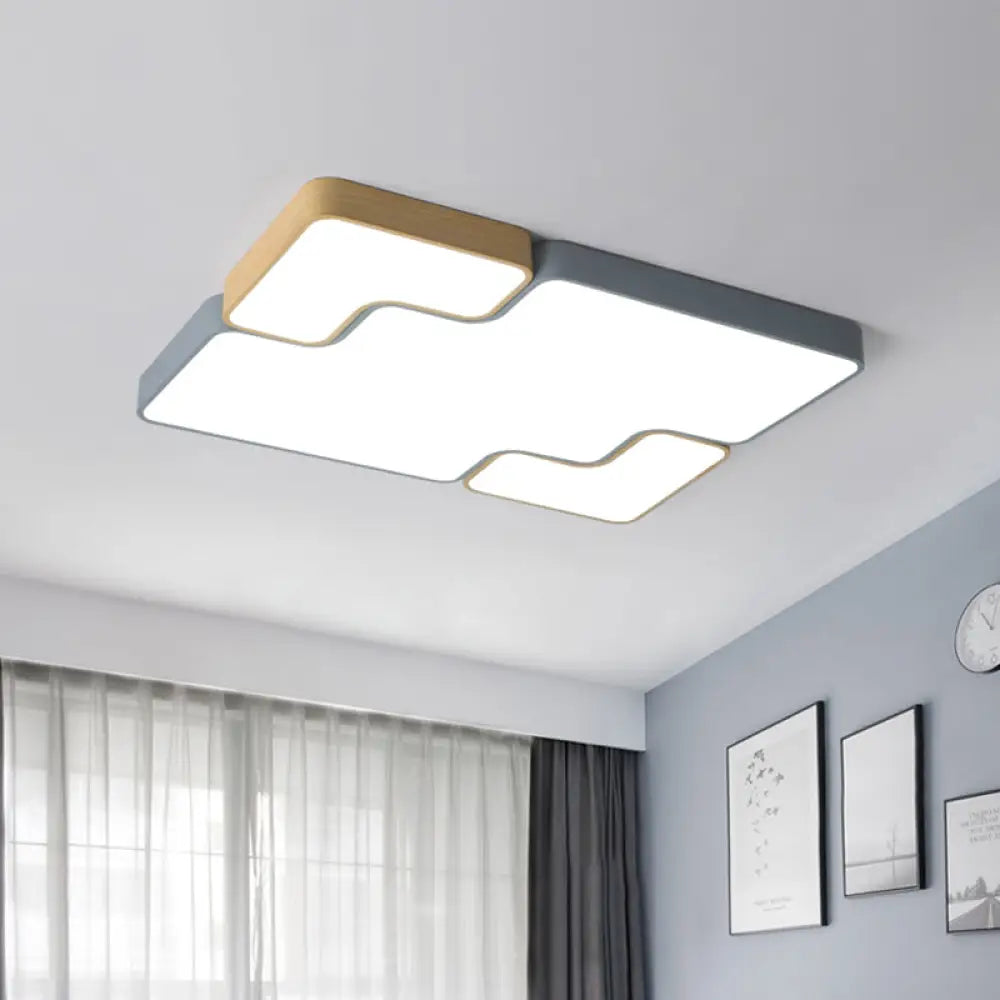 Contemporary Grey Square/Rectangle Flush Led Ceiling Lamp - Choice Of 18’/22’/35.5’ Acrylic