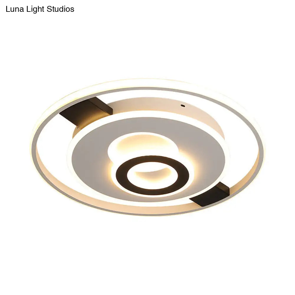 Contemporary Halo Led Ceiling Light In Black - White - Thin Acrylic Flush Mount