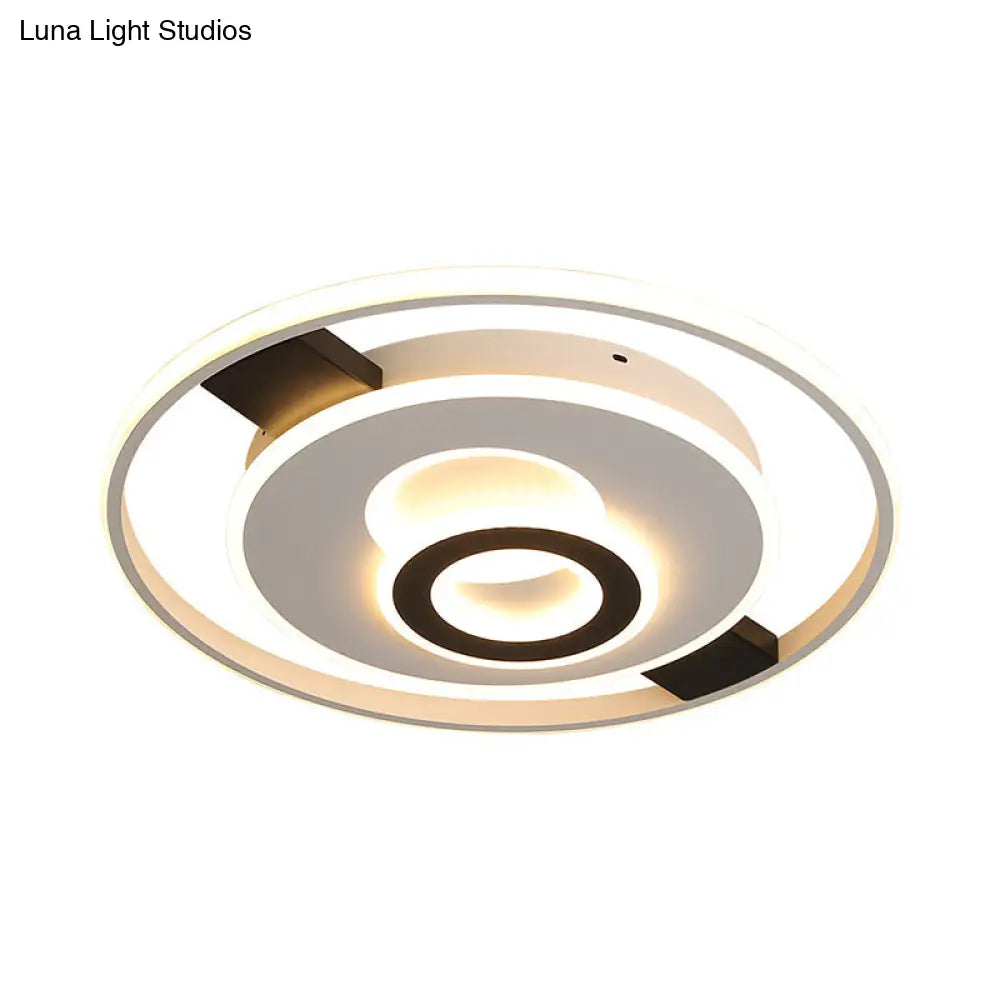 Contemporary Halo Led Ceiling Light In Black-White - Thin Acrylic Flush Mount 16/19.5/23.5 Wide