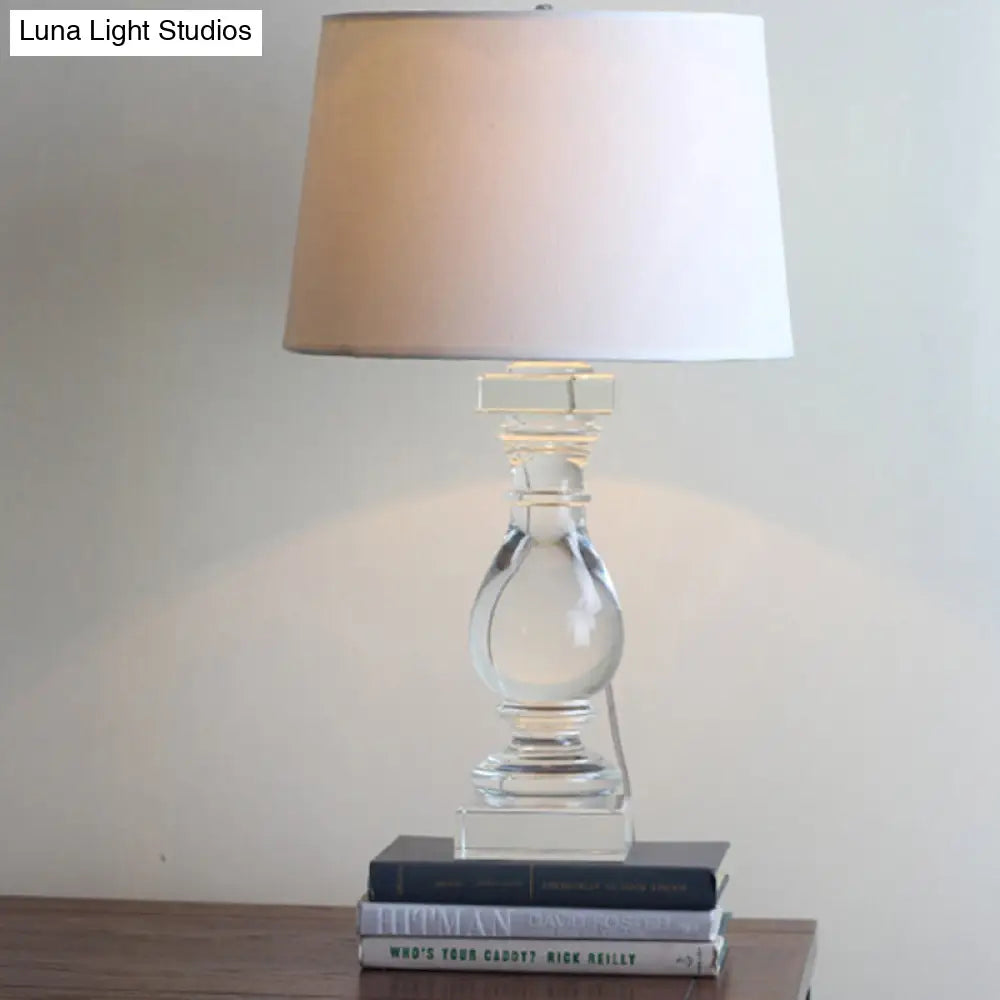 Contemporary Hand-Cut Crystal Vase Task Lamp With Reading Light - White