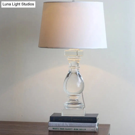 Contemporary Hand-Cut Crystal Vase Task Lamp With Reading Light - White