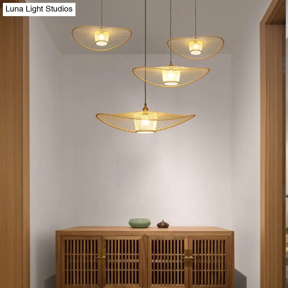 Contemporary Handcrafted Bamboo Pendant Light - Single-Bulb Wood Suspension Fixture