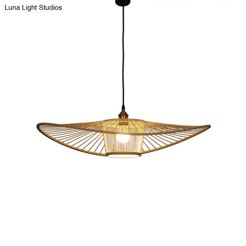 Contemporary Handcrafted Bamboo Pendant Light - Single-Bulb Wood Suspension Fixture