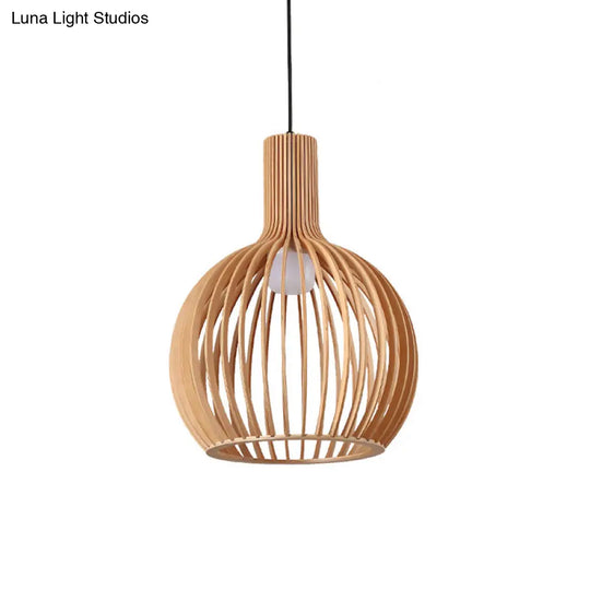 Contemporary Handwoven Bamboo Pendant Light With Single Bulb