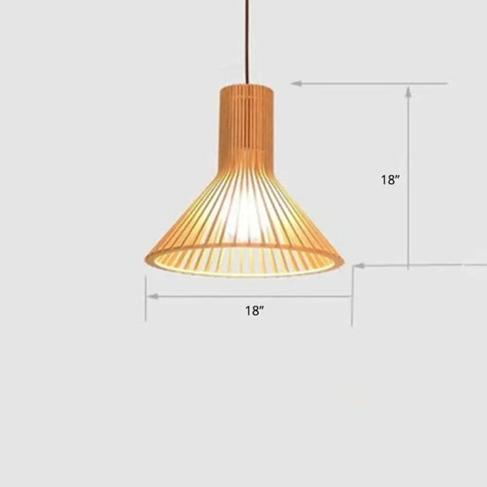 Contemporary Handwoven Bamboo Pendant Light With Single Bulb Wood / Small E
