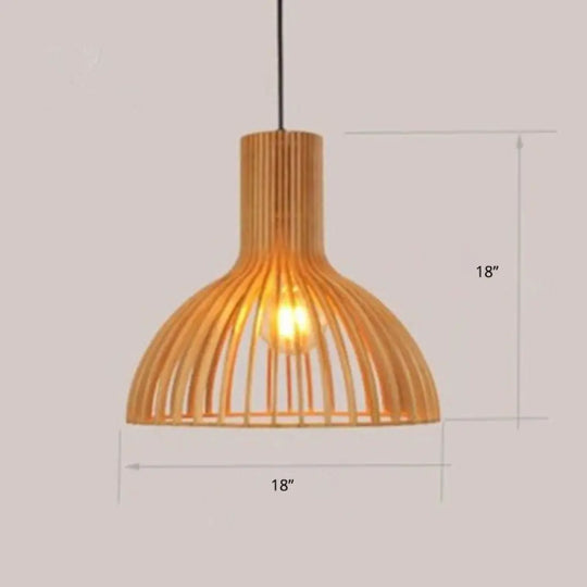 Contemporary Handwoven Bamboo Pendant Light With Single Bulb Wood / Small F