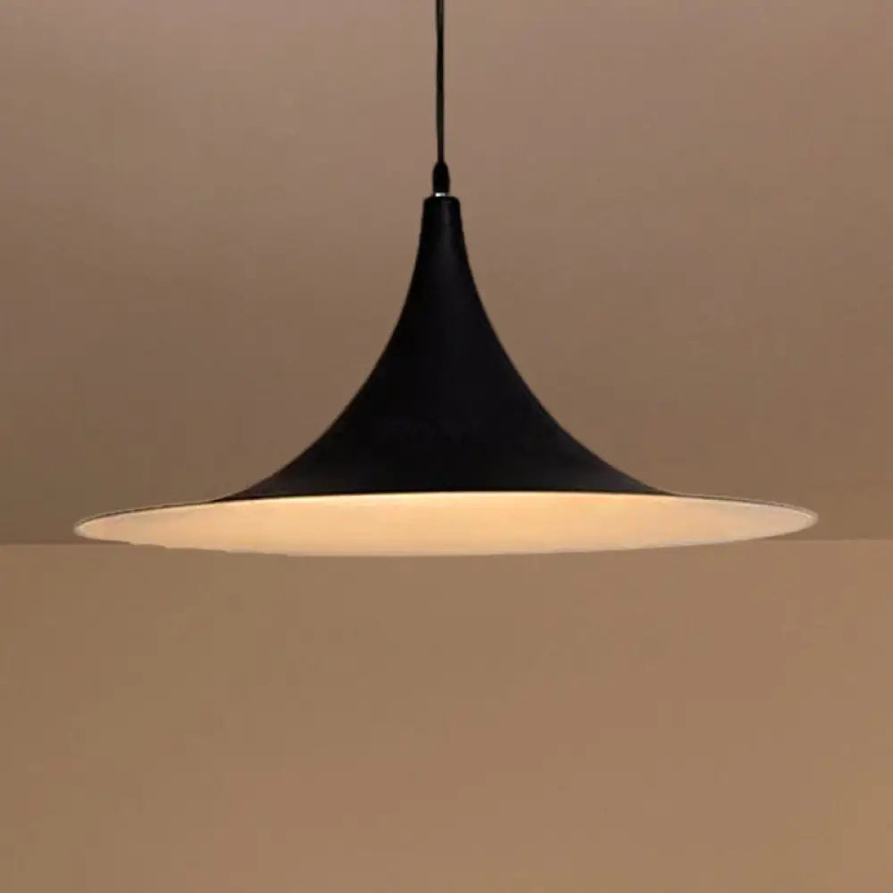 Contemporary Hanging Ceiling Light With Flared Shade - Metallic Pendant Lighting For Bedroom In