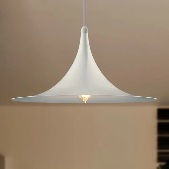 Contemporary Hanging Ceiling Light With Flared Shade - Metallic Pendant Lighting For Bedroom In