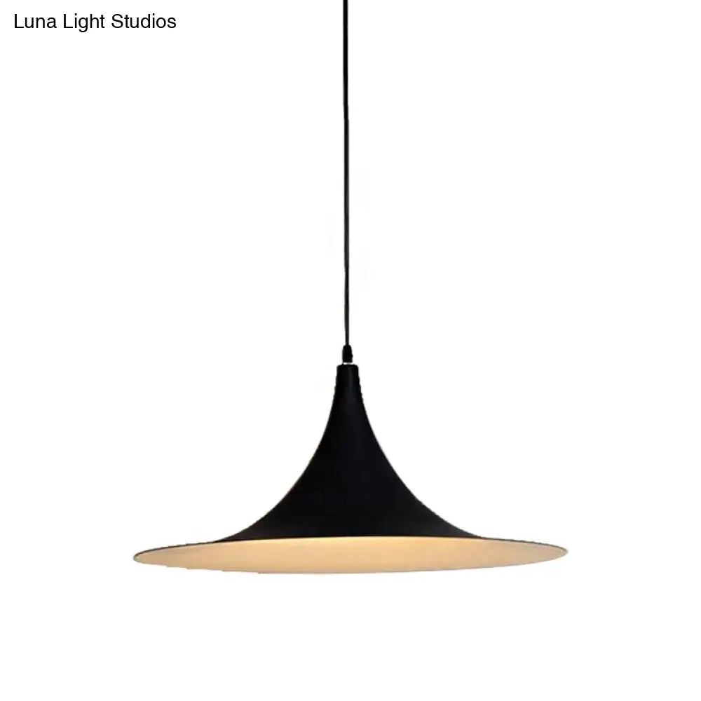 Contemporary Hanging Ceiling Light With Flared Shade - Metallic Pendant Lighting For Bedroom In