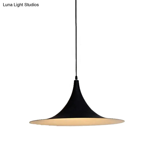 Contemporary Hanging Ceiling Light With Flared Shade - Metallic Pendant Lighting For Bedroom In