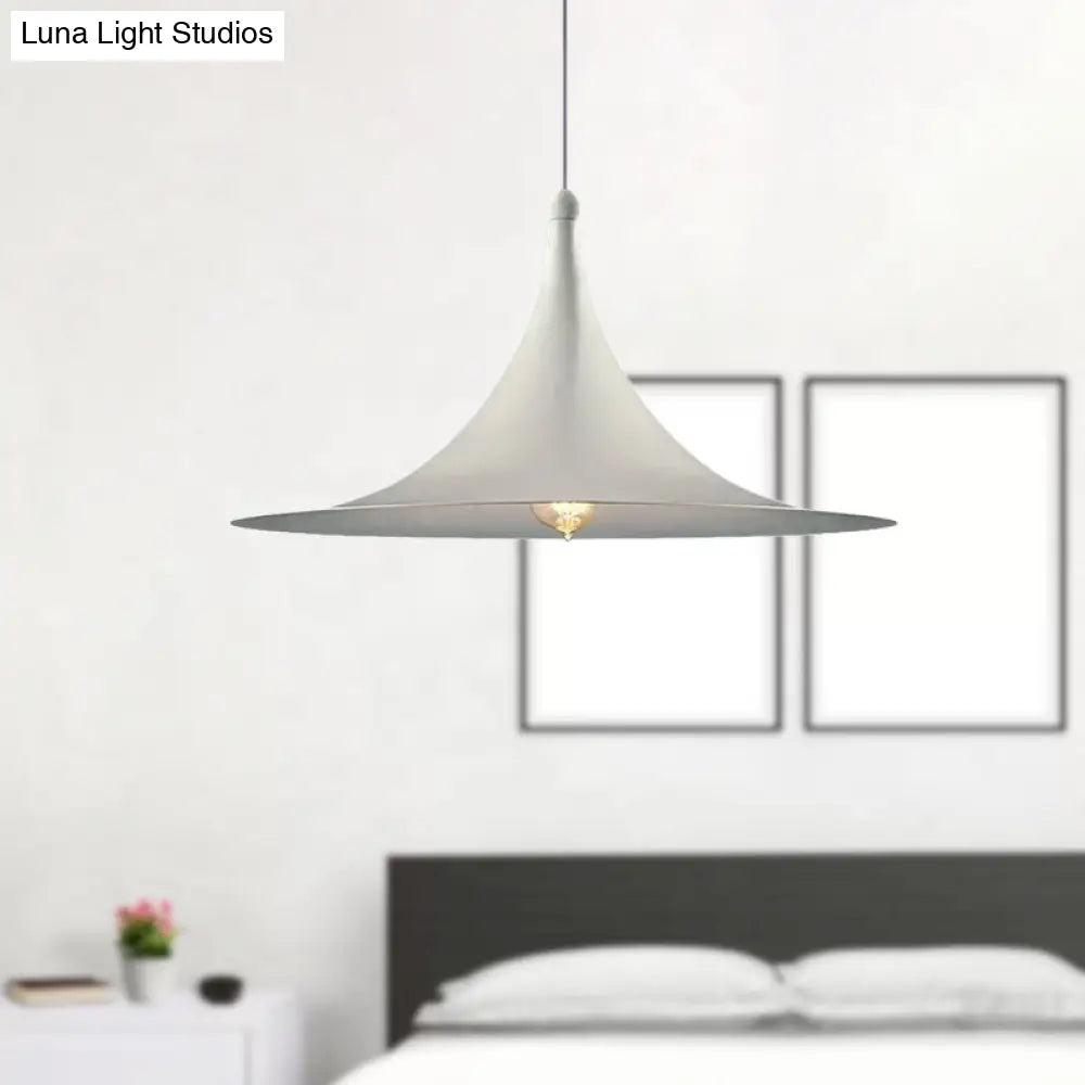 Contemporary Hanging Ceiling Light With Flared Shade - Metallic Pendant Lighting For Bedroom In