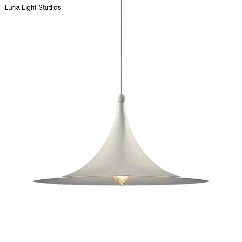 Contemporary Hanging Ceiling Light With Flared Shade - Metallic Pendant Lighting For Bedroom In