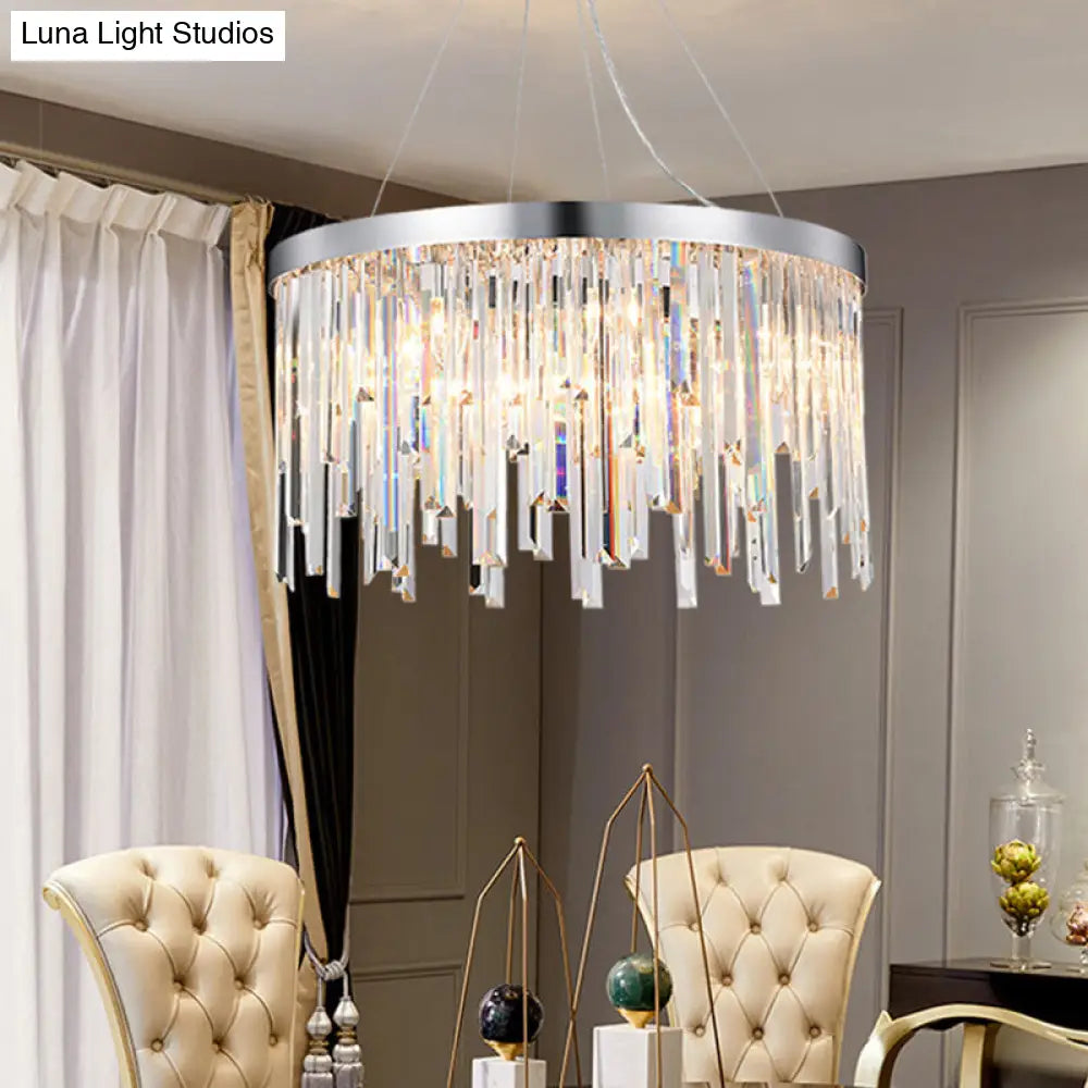 Round Crystal Chandelier Lighting Kit With 2/6 Hanging Bulbs Contemporary Design - 8/16 Wide