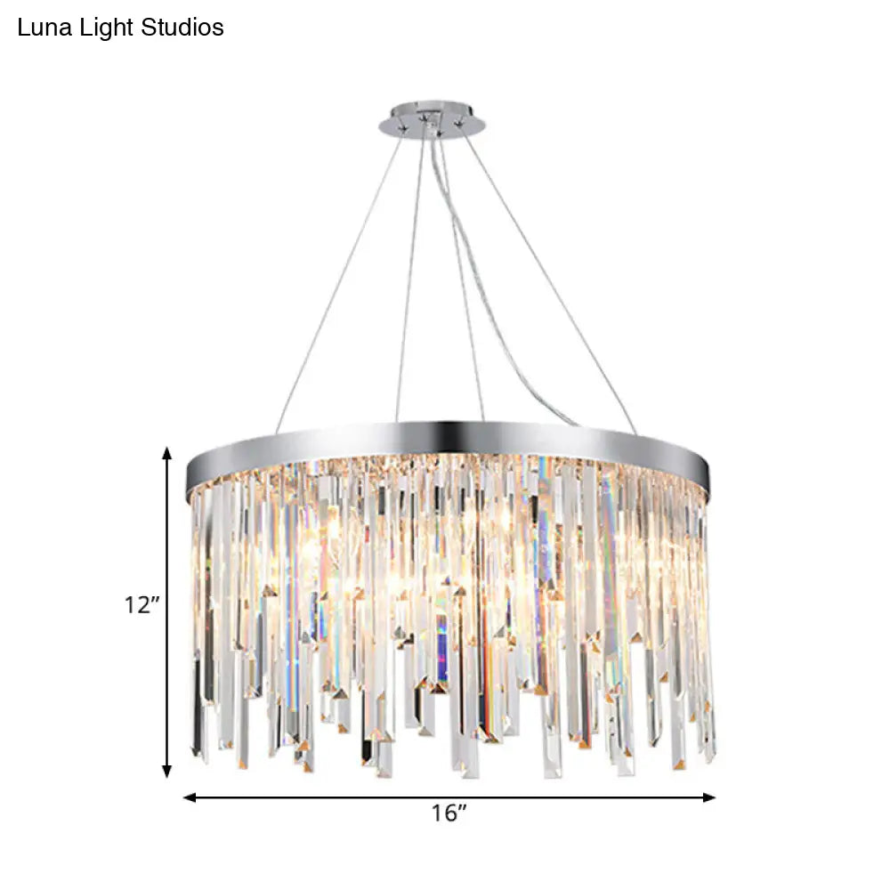 Round Crystal Chandelier Lighting Kit With 2/6 Hanging Bulbs Contemporary Design - 8/16 Wide