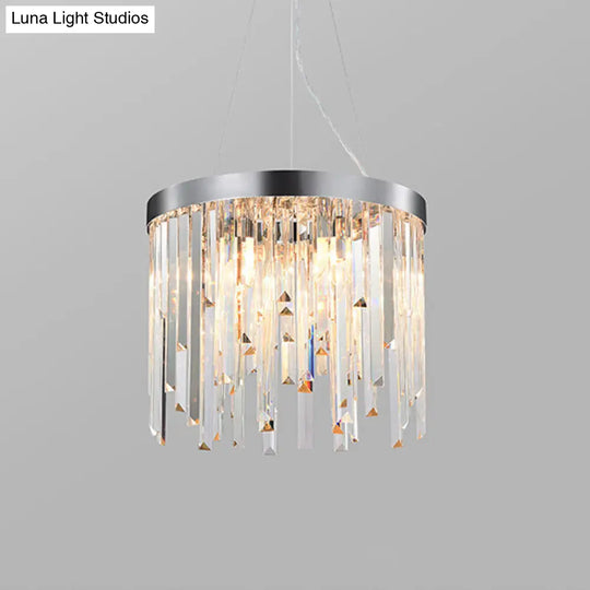 Round Crystal Chandelier Lighting Kit With 2/6 Hanging Bulbs Contemporary Design - 8/16 Wide