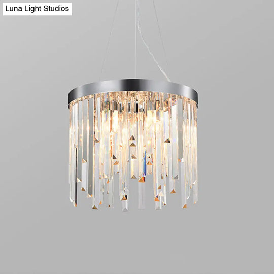 Contemporary Hanging Lamp Kit With Crystal Prisms 2/6 Bulbs 8’/16’ Wide