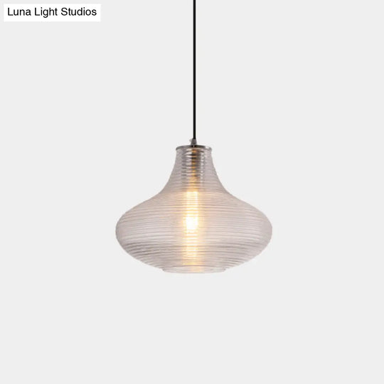 Contemporary Hanging Lamp - Ridged Glass Vase Ceiling Pendant Light For Cloth Shop (One Head)