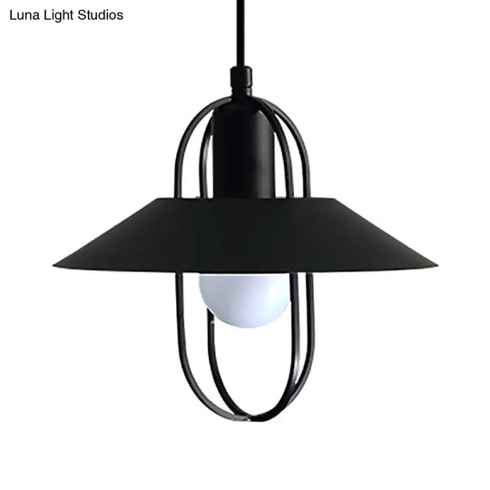 Modern Metal Hanging Light - Black/Pink/White Lantern Suspension 1