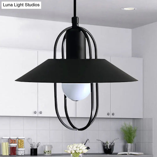 Modern Metal Hanging Light - Black/Pink/White Lantern Suspension 1 Black