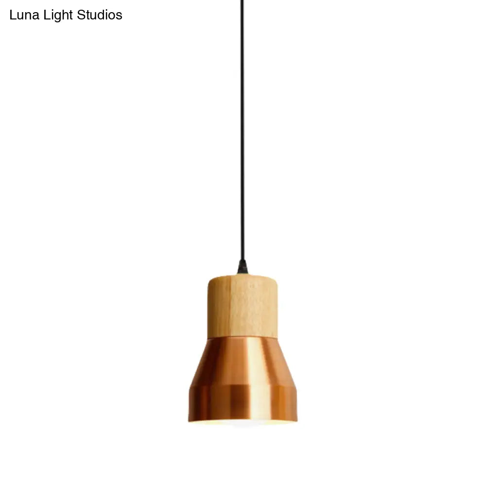 Contemporary Hanging Torch Shape Pendant Light For Hotels – Wood And Metal