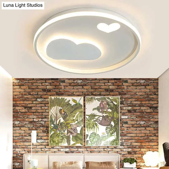 Contemporary Heart Ceiling Lamp Led Acrylic Flush Mount Light For Hotel Hallway White / 16.5 Warm