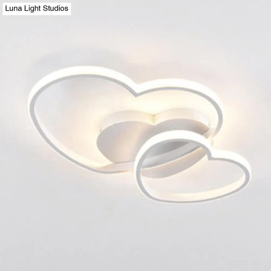 Contemporary Heart Design Flush Mount Light Fixture - Metal Ceiling White / 19.5