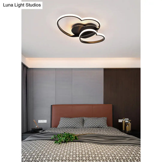 Contemporary Heart Design Flush Mount Light Fixture - Metal Ceiling