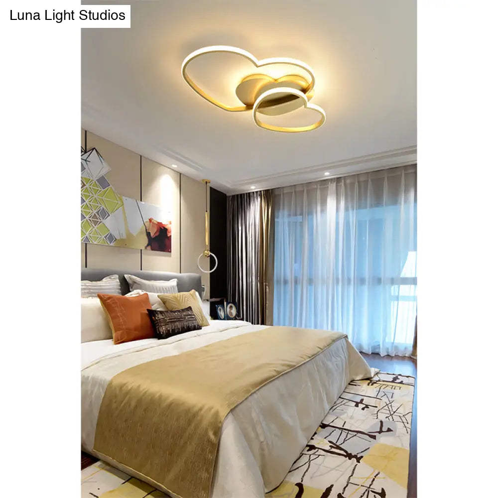 Contemporary Heart Design Flush Mount Light Fixture - Metal Ceiling