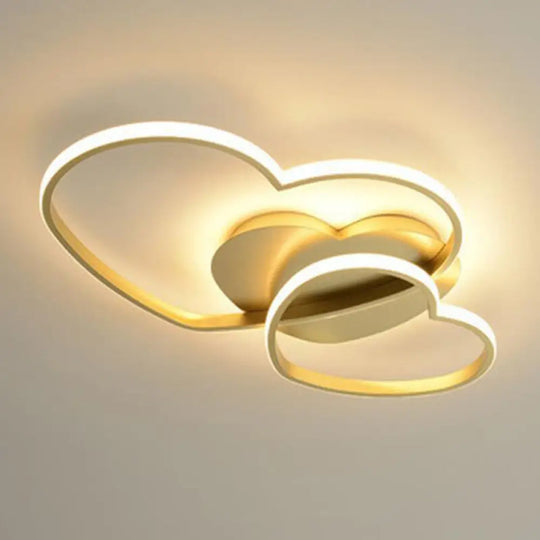 Contemporary Heart Design Flush Mount Light Fixture - Metal Ceiling Gold / 19.5’ White