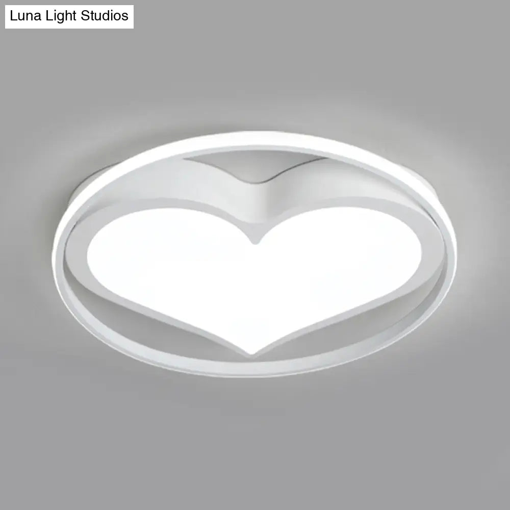 Contemporary Heart-Shaped Ceiling Lamp With Acrylic Metal Flush Light For Living Room