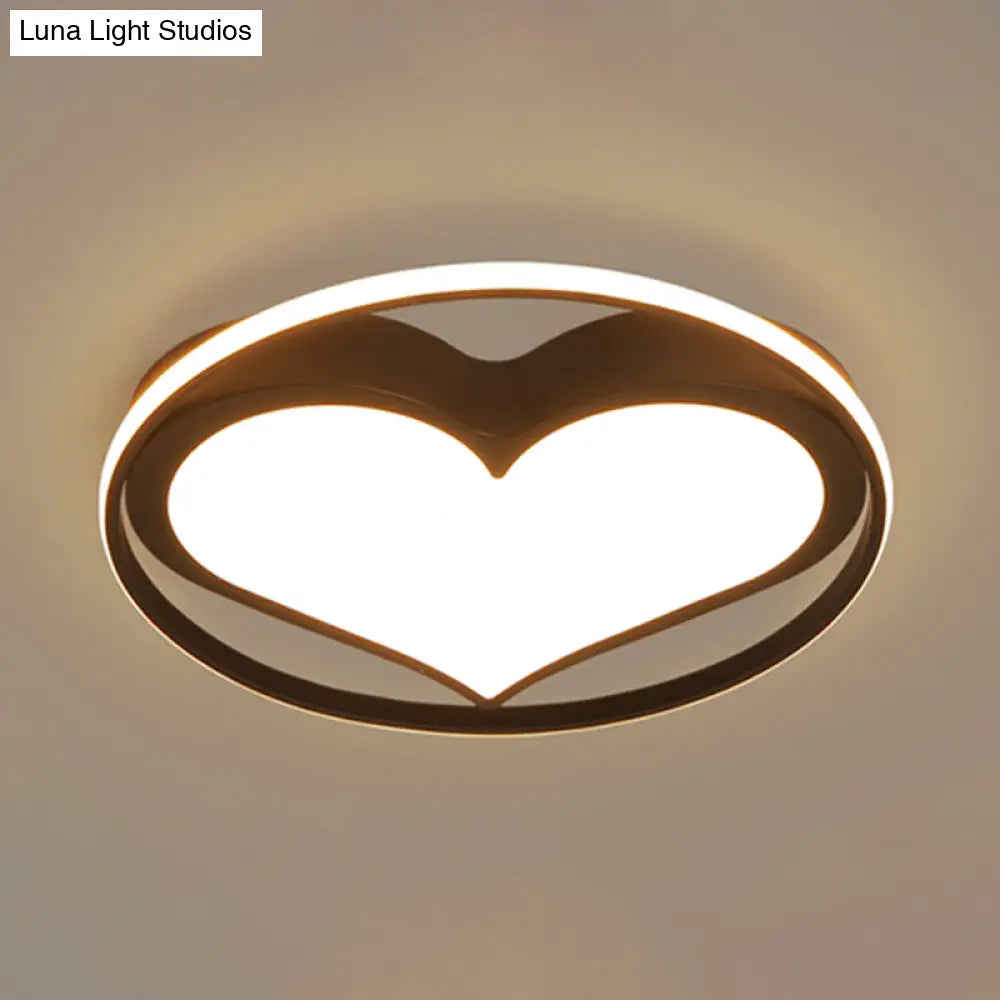 Contemporary Heart-Shaped Ceiling Lamp With Acrylic Metal Flush Light For Living Room