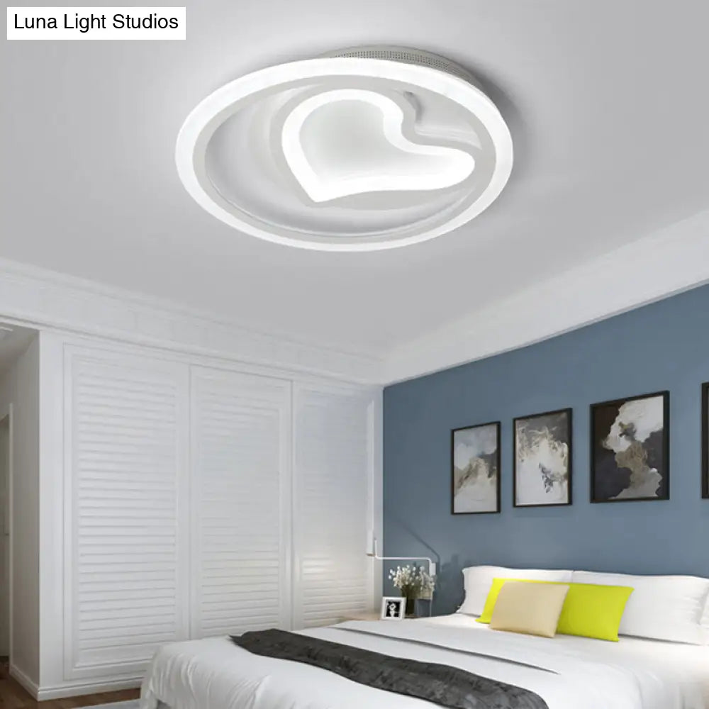 Contemporary Heart-Shaped Led Flush Mount Light For Cafe And Bedroom White / 14