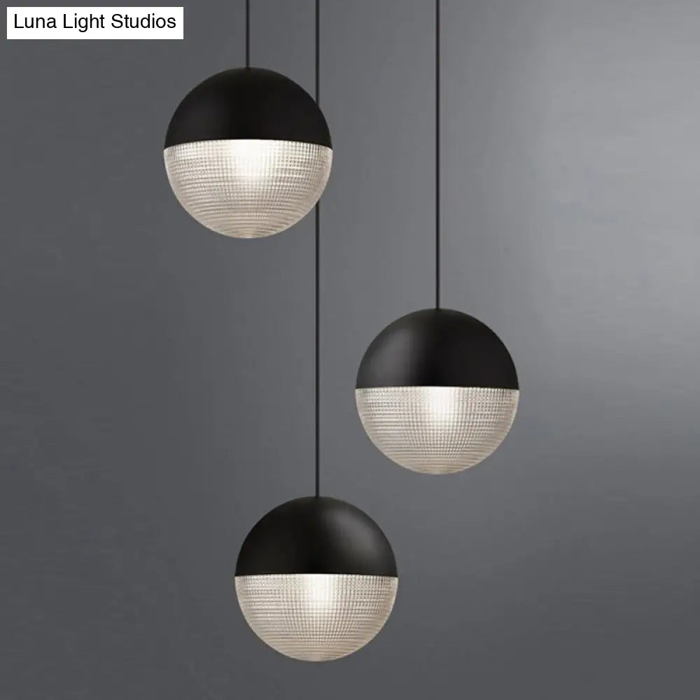 Contemporary Hemispherical Glass Pendant Light With Frosted Metal Lamp Body - Ideal For Aisle Bar