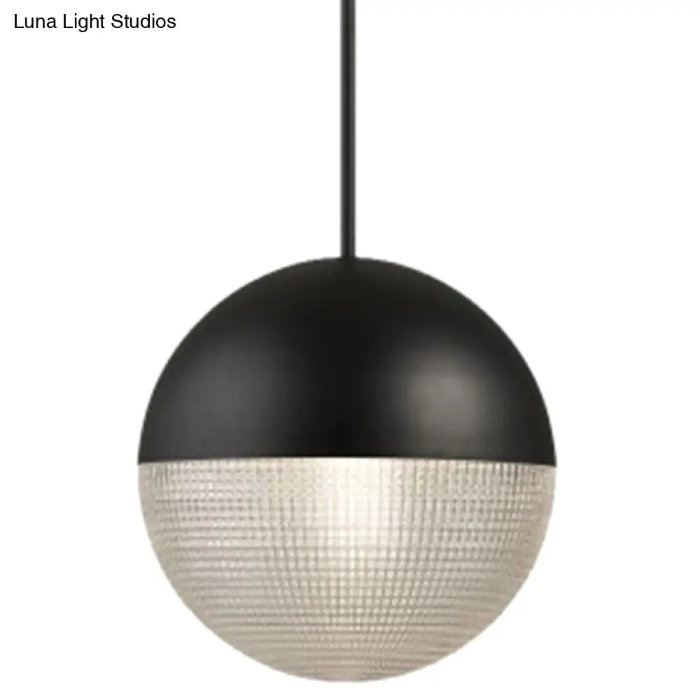 Modern Hemispherical Glass Pendant Light With Frosted Metal Lamp Body - Ideal For Aisles And Bars