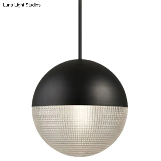 Modern Hemispherical Glass Pendant Light With Frosted Metal Lamp Body - Ideal For Aisles And Bars