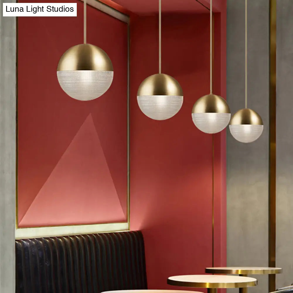 Contemporary Hemispherical Glass Pendant Light With Frosted Metal Lamp Body - Ideal For Aisle Bar