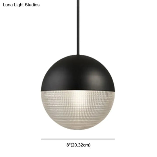 Modern Hemispherical Glass Pendant Light With Frosted Metal Lamp Body - Ideal For Aisles And Bars