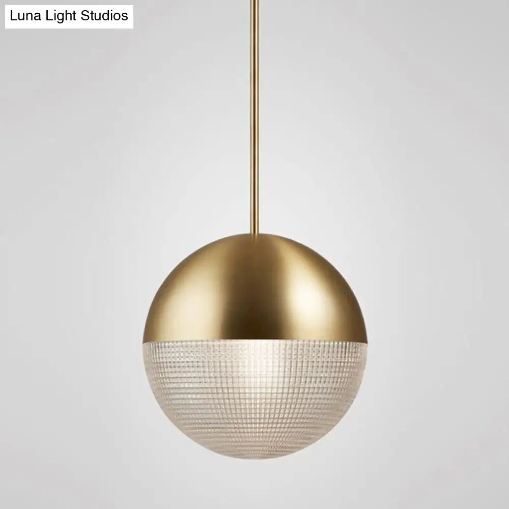 Modern Hemispherical Glass Pendant Light With Frosted Metal Lamp Body - Ideal For Aisles And Bars