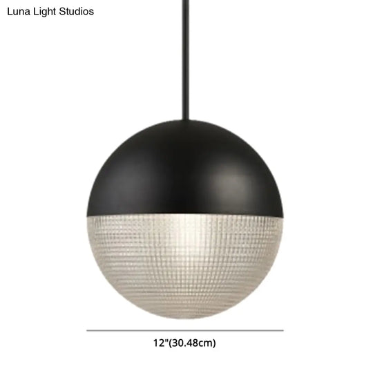 Contemporary Hemispherical Glass Pendant Light With Frosted Metal Lamp Body - Ideal For Aisle Bar