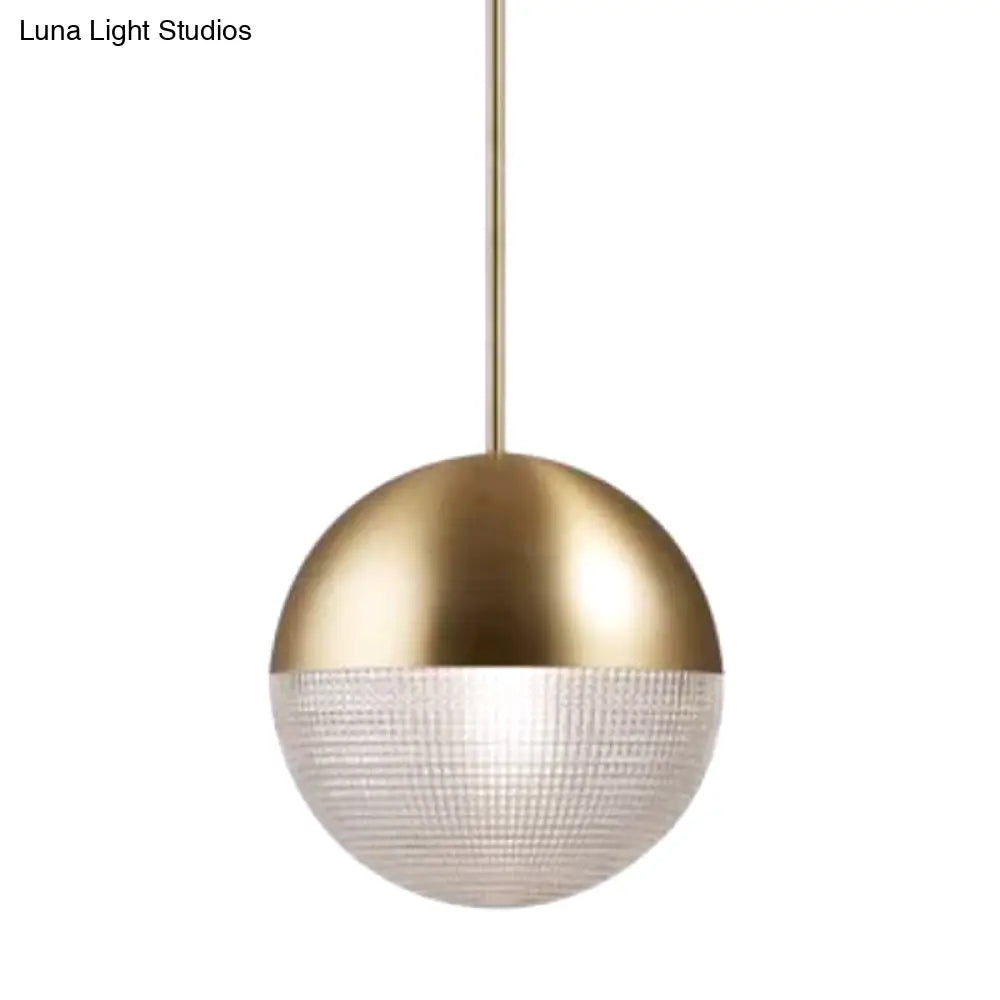 Contemporary Hemispherical Glass Pendant Light With Frosted Metal Lamp Body - Ideal For Aisle Bar