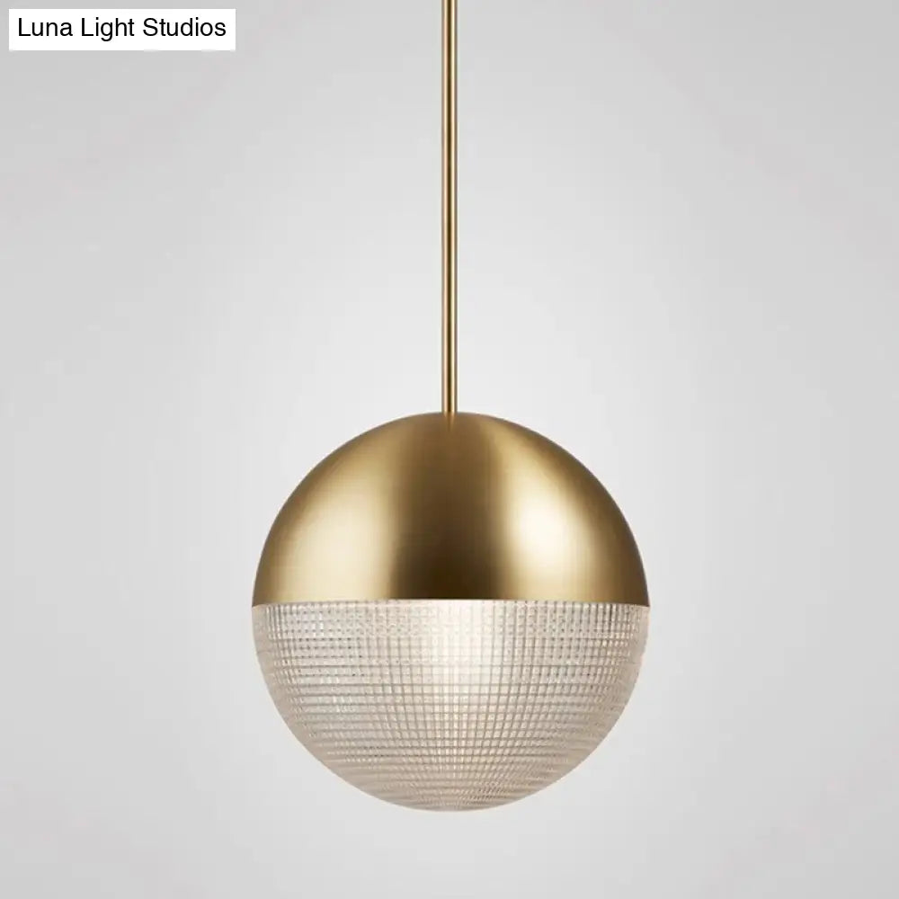 Contemporary Hemispherical Glass Pendant Light With Frosted Metal Lamp Body - Ideal For Aisle Bar