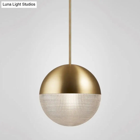 Contemporary Hemispherical Glass Pendant Light With Frosted Metal Lamp Body - Ideal For Aisle Bar