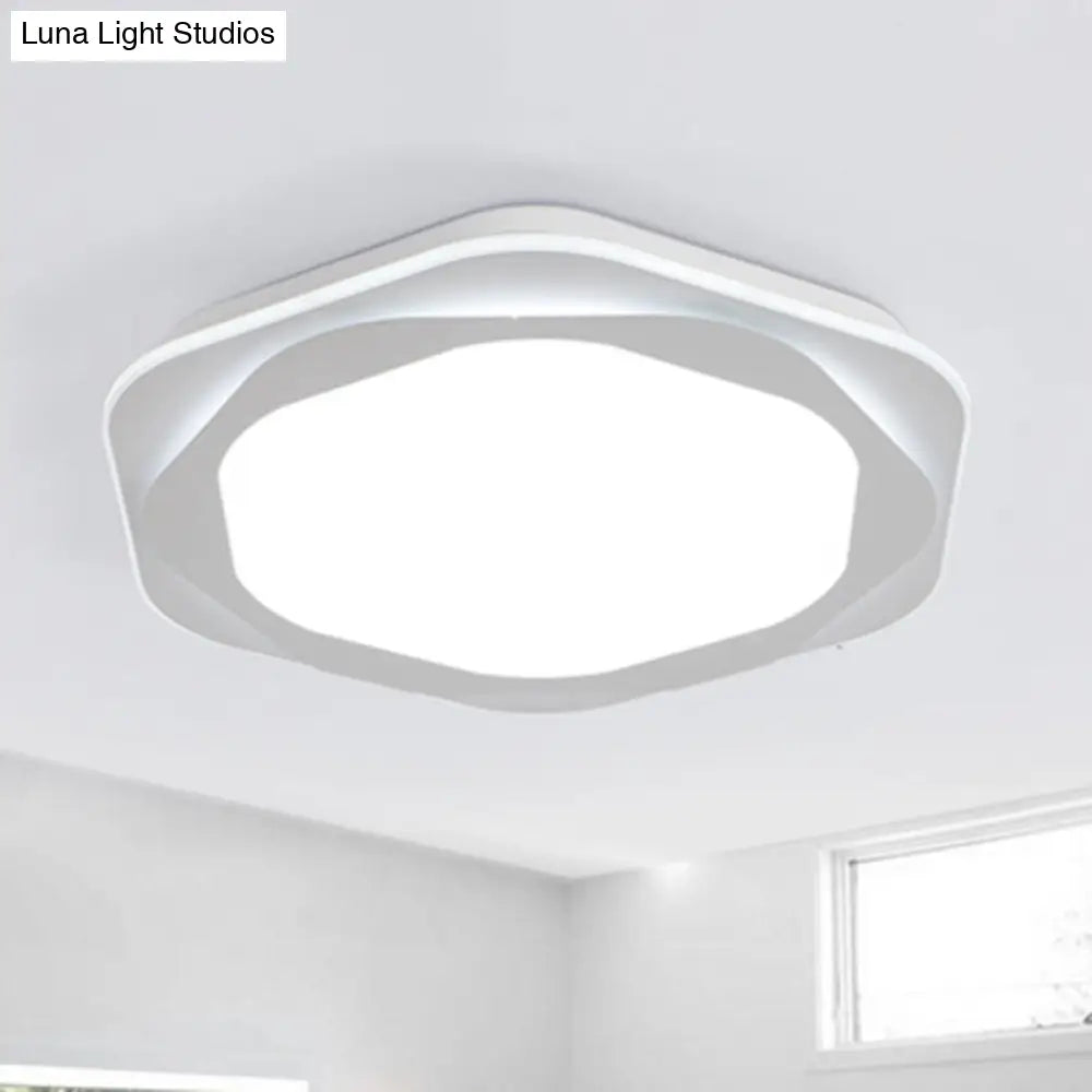 Contemporary Hexagon Acrylic Flush Mount Led Ceiling Lamp - 16.5’/20.5’ Wide White Warm/White/3