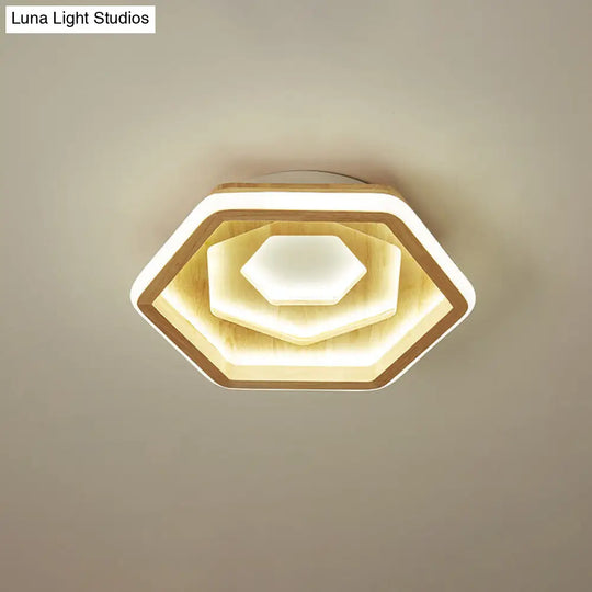 Contemporary Honeycomb Led Flush Ceiling Light In Beige