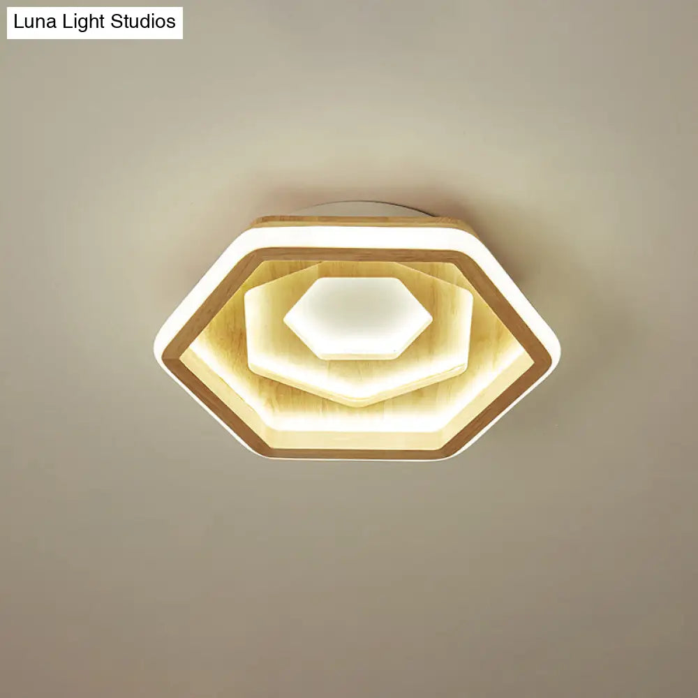 Contemporary Honeycomb Led Flush Ceiling Light In Beige