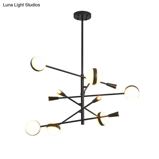 Contemporary Iron Led Chandelier - 10/12-Head Ceiling Pendant With Glass Ball Shade